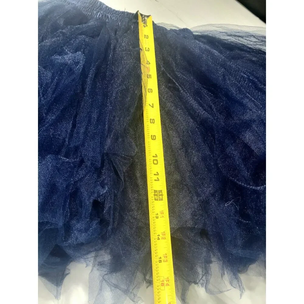 Girls Navy Blue Tulle Tutu Skirt Layered Dance Ballet Dress Up Party Size 10...